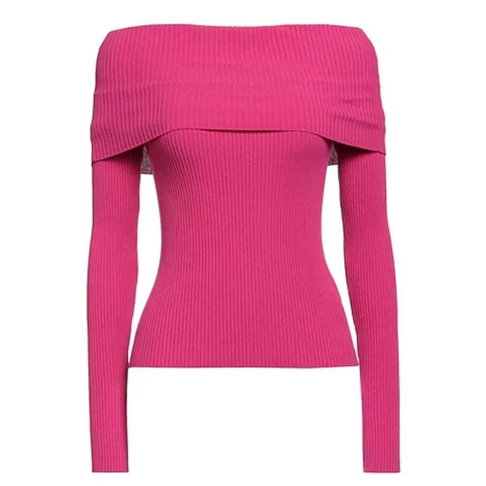 NWT MSGM Milano fuschia pink off the shoulder ribbed shirt sz XL
